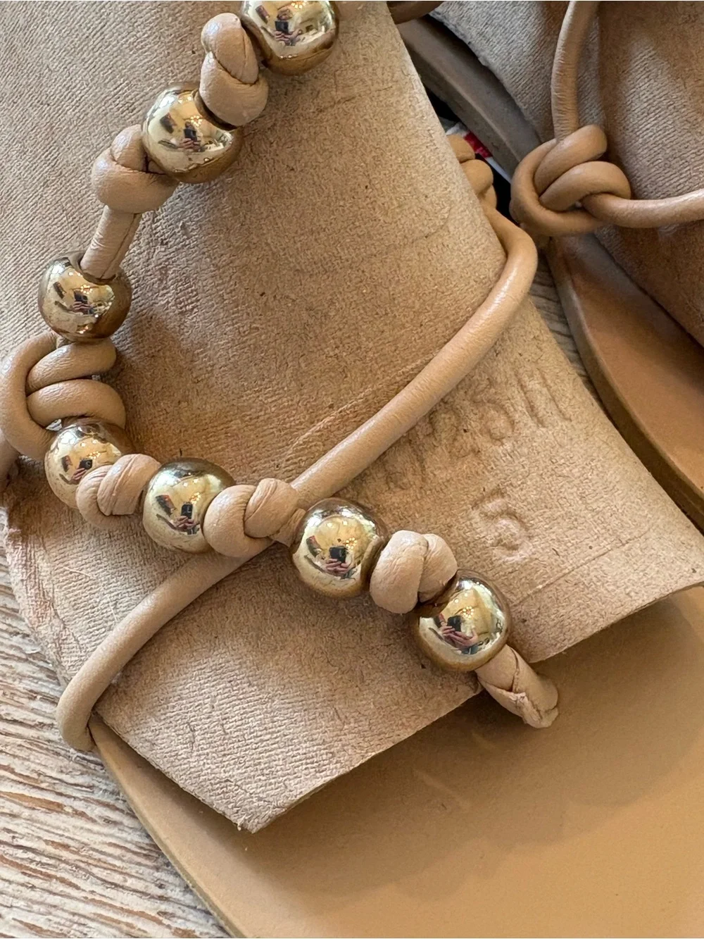 NWT Zara Sand Beige Strappy Flat Sandals - Picture 7 of 11